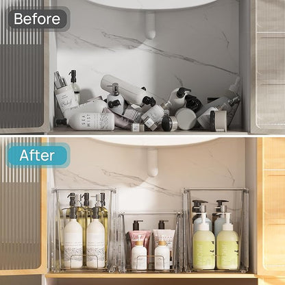 Vtopmart 2 Pack Clear Stackable Storage Drawers,9.7" High Plastic Organizers Bins for Skincare, Bathroom Supplies,Ideal for Cabinet,Undersink,Vanity,Kitchen,Pantry Organization - Image 7