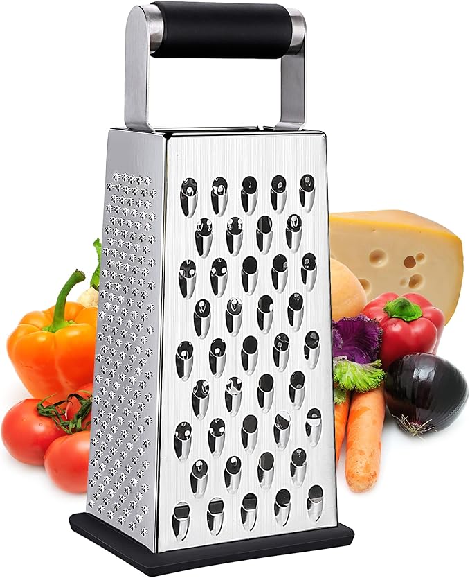 Kaishun Cheese Grater, Box Grater for Cheese Stainless steel Vegetable Slicer Food Shredder 4-sided Convenience for kitchen by Kaishun