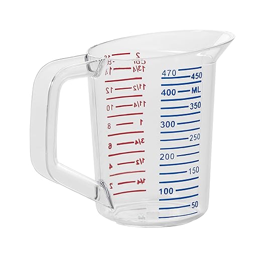 Rubbermaid Commercial Products Bouncer Clear Measuring Cup, 2-Cup/0.5-Quart, Clear, Strong Food Grade, Easy Read for Liquid/Dry Ingredients, for Home/Professional Kitchen (Pack of 6) - Image 4