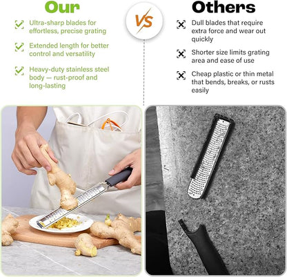Zester Grater with Protective Cover – Fine Stainless Steel Lemon Zester cheese shredder for Kitchen, Ideal for parmesan, Garlic, Nutmeg, Chocolate, Fruits, Vegetables – Black - Image 5