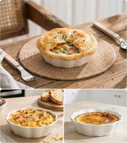 Mini Baking Dish Set, 12 oz Ramekins for Oven, Small Casserole Dishes, Individual Ceramic Baking Dishes for Creme Brulee, Pot Pie, Dessert & Lasagna, Oven Safe, Set of 6
