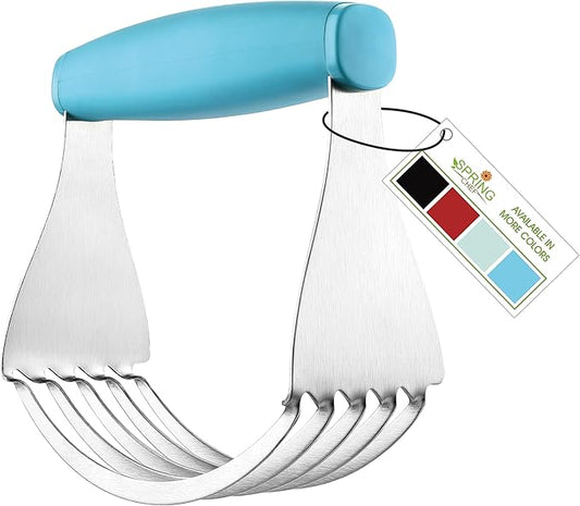 Spring Chef XL Dough Blender Tool For Baking, Heavy Duty Pastry Blender, Stainless Steel Pastry Cutter with Durable Blades, Dough Mixer, Butter Cutter for Easy Mixing, Dishwasher Safe - Aqua Sky by SpringChef