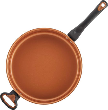 Farberware Glide Ceramic Nonstick Saute Pan / Frying Pan / Fry Pan with Lid and Helper Handle - 4 Quart, Black