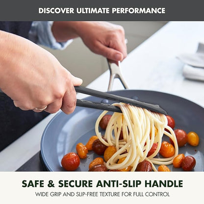 GreenPan Silicone Tong, Cooking Grilling Serving, Salad, Kitchen Utensil, Flexible Rubber Nonstick Cookware, Rigid Steel Core, Heat-Resistant, Anti-Slip Handle, BPA-Free, Dishwasher Safe, Gray - Image 5