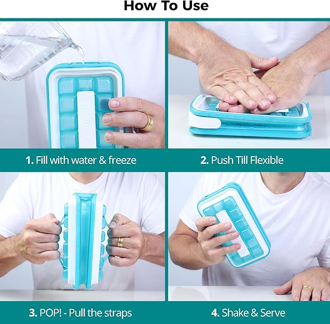 ICEBREAKER POP - 4 IN 1 - DISPENSER - MAKER - BIN - ICE PACK - Make And Serve Ice Without Ever Touching The Ice - The Sanitary Silicone Ice Tray for Freezer With Lid - Ice Cube - Image 5
