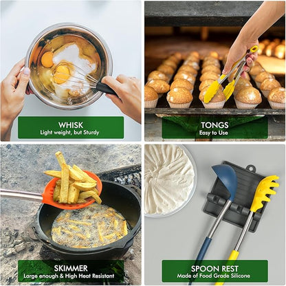 HOTEC 446°F Heat Resistant Silicone Kitchen Utensils, Cooking Utensil Set, Spatula Set, BPA Free, Kitchen Gadgets, Utensils Holder, Dishwasher Safe, 14pcs Multicolor - Image 5