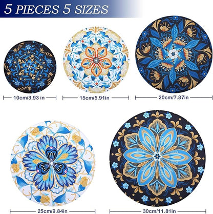 5 Pieces Bowl Covers Reusable, 5 Size Elastic Cloth Bowl Covers for Bread Proofing Stretch Food Covers Washable for Food Fruits Leftover (Lozenge Floral) - Image 2