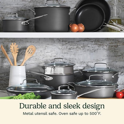 Cuisinart Chef's Classic™ Nonstick Hard Anodized 17 Piece Set w/Tempered Glass Lids - Image 2