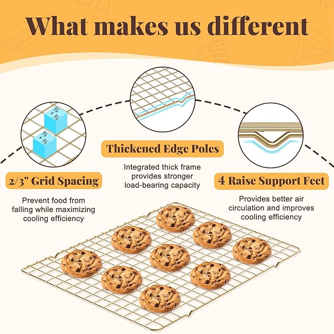 Cooling Racks for Cooking and Baking - 2 PCS 10" x 15" Grid Wire Baking Rack for Oven Cooking, Baking, Grilling, Roasting - Dishwasher Safe Bacon Rack - Fits Jelly Roll Cookie Sheet Pan - Image 3