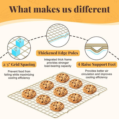 Cooling Racks for Cooking and Baking - 2 PCS 10" x 15" Grid Wire Baking Rack for Oven Cooking, Baking, Grilling, Roasting - Dishwasher Safe Bacon Rack - Fits Jelly Roll Cookie Sheet Pan - Image 3