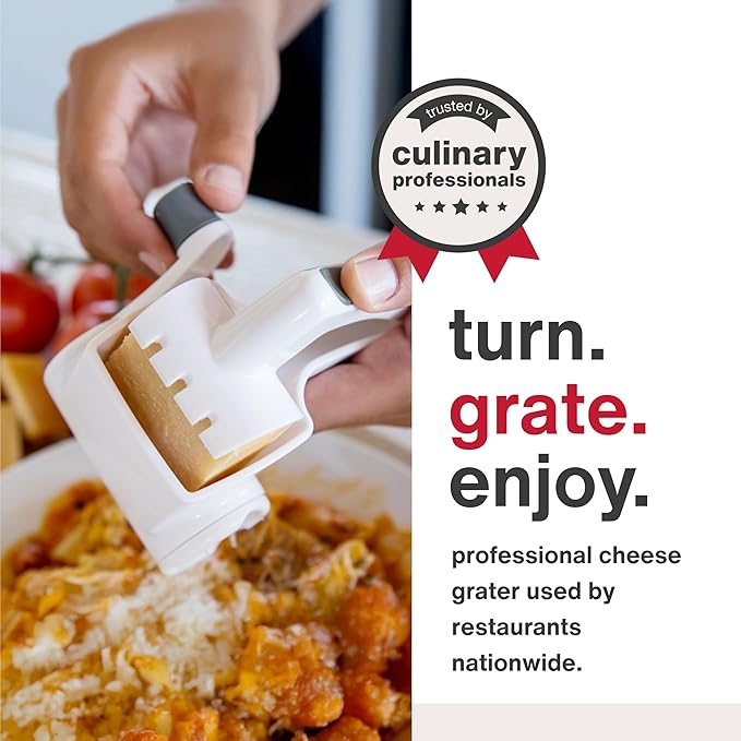 Zyliss Classic Rotary Cheese Grater - NSF Restaurant Certified Handheld Grater - Can be used for Hard Cheese, Chocolate & More - With Comfortable Handle & Easy-to-Clean Drum - White - Image 2