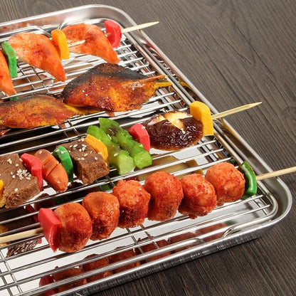 Wildone Baking Sheet & Rack Set [2 Sheets + 2 Racks], Stainless Steel Cookie Pan with Cooling Rack, Size 16 x 12 x 1 Inch, Non Toxic & Heavy Duty & Easy Clean - Image 7