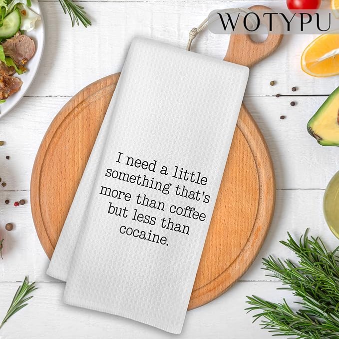 Funny Coffee Kitchen Towels, Gifts for Coffee Lovers Dish Tea Bar Towel, Funny Sarcastic Gifts Decorative Hand Towels for Kitchen Cafes Shop Decor, 16x24 Inch