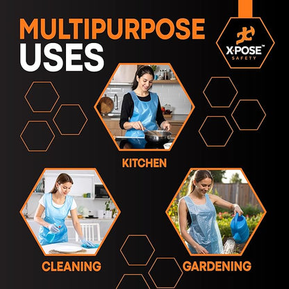 Xpose Safety 3000 Blue Plastic Disposable Aprons for Cooking & more Individually Packaged, Durable 1 Mil Waterproof Polyethylene 24" x 48" - Image 2