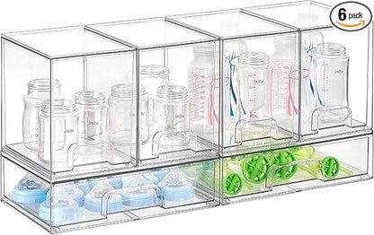 Vtopmart 6 Pack Baby Bottle Organizer Set, Stackable Storage Drawers Ideal for Kichen Countertop, Vanity, Bathroom, Cabinet, Pantry Organization by Vtopmart
