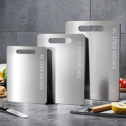Titanium Cutting Board Set of 3, 100% Pure Titanium Food Grade Kitchen Chopping Board, Double-Sided Non-Toxic Easy to Clean & Dishwasher Safe, for Meats, Fruits and Vegetables (M+L+XL) - Image 6