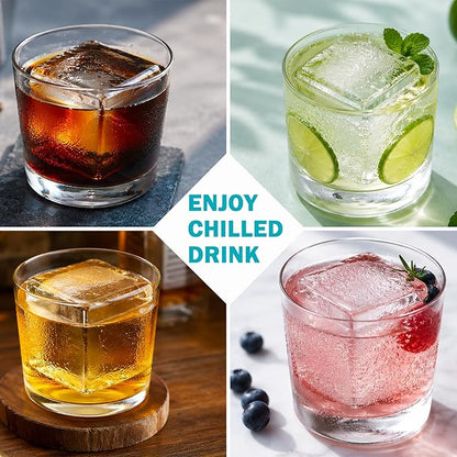 Stainless Steel Ice Cube Tray, Large Ice Cube Trays Mold for Whiskey, Metal Ice Cube Trays for Freezer with Release Lever Remove Handle, Cocktails Whiskey Ice Cubes Mold, Easy Release Large Ice Cubes