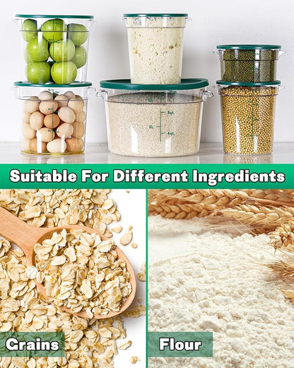 6QT NSF Round Food Storage Containers with Lids: 4 PCS [Total Food Grade][Hot&Cold Resistant] Dough Proofing Container for Pizza, Bread with Measuring Spoons Included(BPA FREE) (GREEN) - Image 4