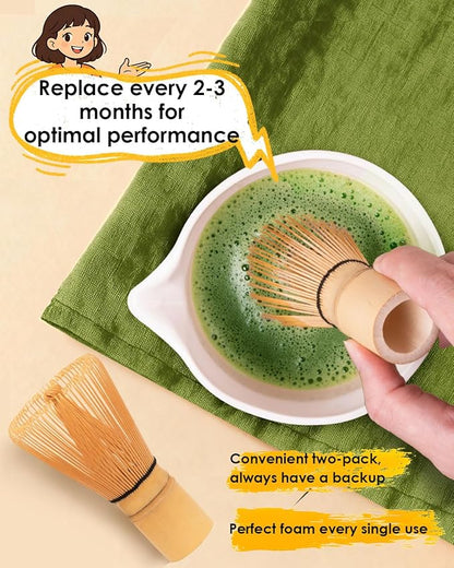Matcha Whisk - 2-pack Bamboo matcha Whisk set, Handcrafted Traditional Japanese Chasen, 100-Prong Matcha Stirrer Wisk Mixer Brush for Authentic Matcha Tea Preparation - Image 2