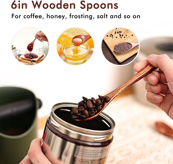 Wooden Spoons Set - 12pcs (6pcs 9in & 6pcs 6in), for Eating, Mixing, Stirring, Coffee, Tea, Jam, Bath Salts - Image 4