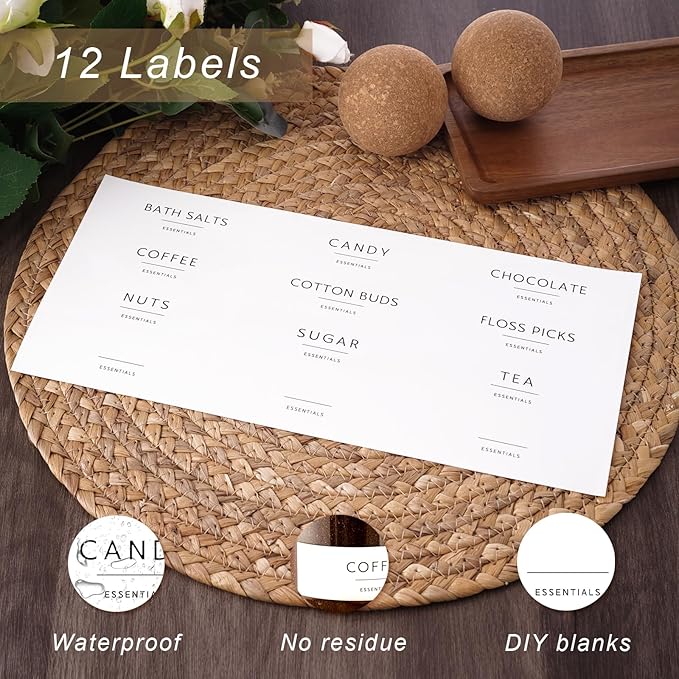 Glass Jars with Cork Lids, 3 Pack Small Decorative Jars with Acacia Tray, Bathroom Qtip and Cotton Ball Holder Set, Cute Coffee Bar Containers for Sugar Candy Tea, Apothecary Jars (17oz) - Image 5