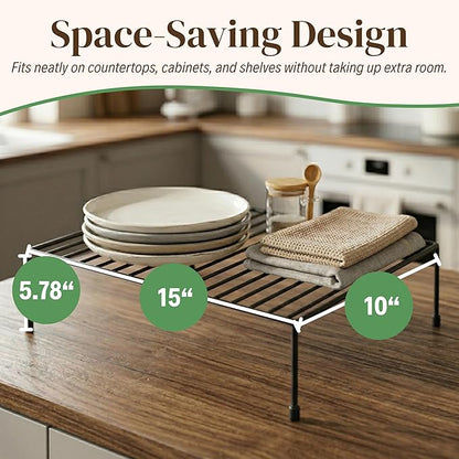 Evelots Kitchen Cabinet Wire Shelf Organizer/Rack - 4 Pack Sturdy Large Metal Shelf Risers - Double Your Counter Space - Great for Kitchen, Freezer, Pantry and Bathroom - Rustproof - Black - Image 2
