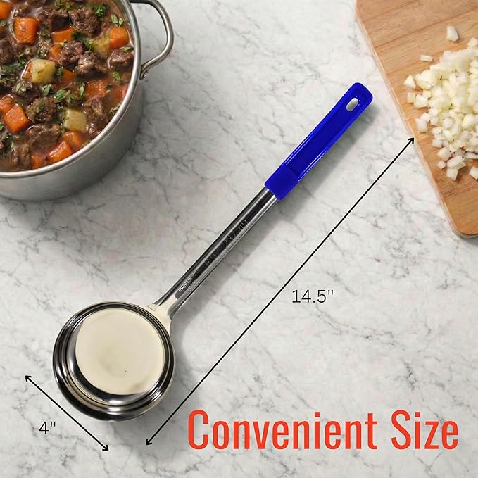 8 Ounce Solid Stainless Steel Portion Control Ladle Spoon for Measuring and Serving; Commercial Grade Serving Scoops [Pack of 12] - Image 6