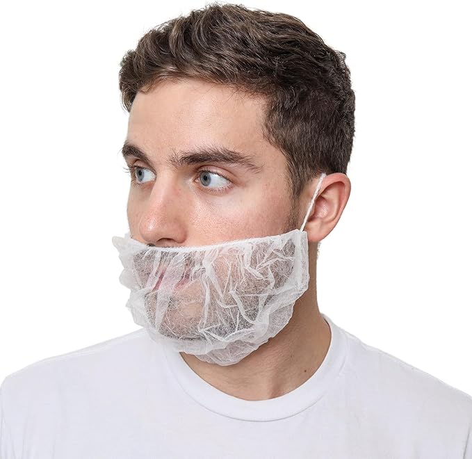 Beard Nets, Disposable Beard Covers, Beard Net for Food Service, Cooking, Cleaning, 18" and 21"