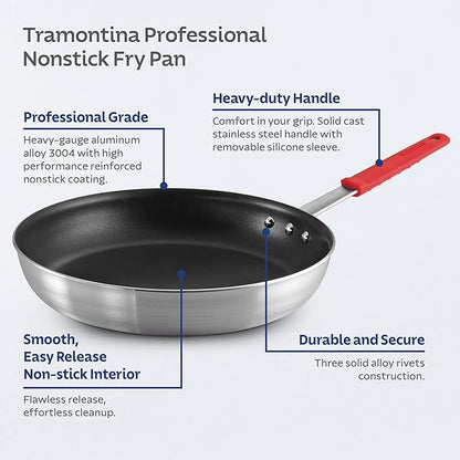 Tramontina Professional 14-Inch Non Stick Extra Large Frying Pan, Heavy-Gauge Aluminum Skillet with Reinforced Nonstick Coating, Red Handle, Dishwasher and Oven Safe - Image 3