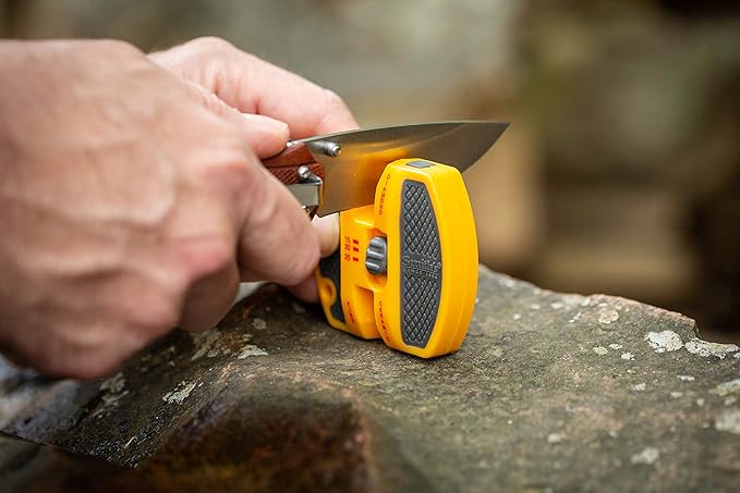 Smith’s 50917 Adjustable 2-Step Knife Sharpener – Yellow - Preset Coarse & Fine Slots - Outdoor Handheld Knife Sharpener - Fishing, Hunting, Fillet, Pocket Knives - Portable Compact Keychain Tool - Image 4