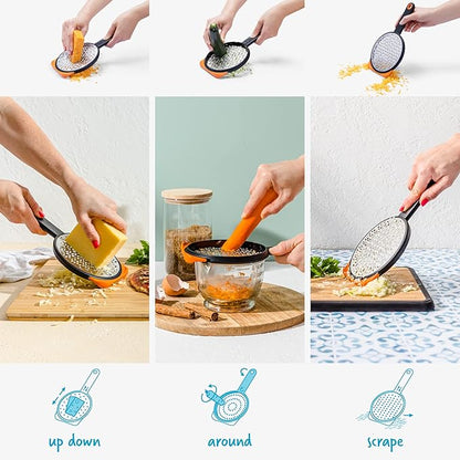 Dreamfarm Ograte Two-Sided Coarse Food & Vegetable Speed-Grater with Non-Slip Bowl Hook & Foot - 6mm Coarse Grater, Orange - Image 4