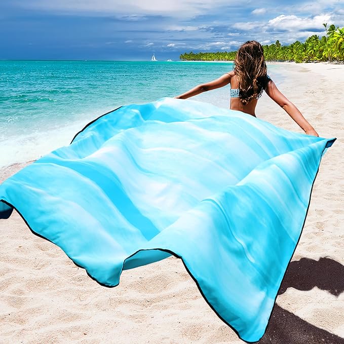WIWIGO Beach Blanket Waterproof Sandproof Beach Mat 79" X 83"/10'x9'for 2-8 Adults Quick Drying Outdoor Picnic Mat Beach Accessories for Travel, Camping, Hiking - Image 6