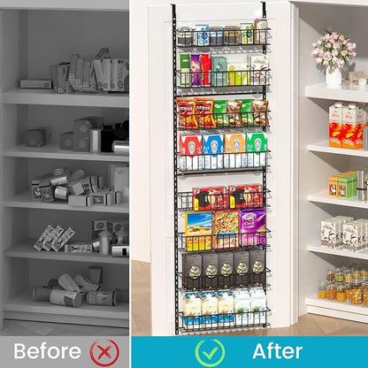 ElegantArray 8-Tier Pantry Door Oragnizer, Over The Door Pantry Organizer Rack and Storage, Hanging Spice Rack Shelves Door, Home Office Laundry Room Bathroom & Kitchen Organization Essentials Metal - Image 2