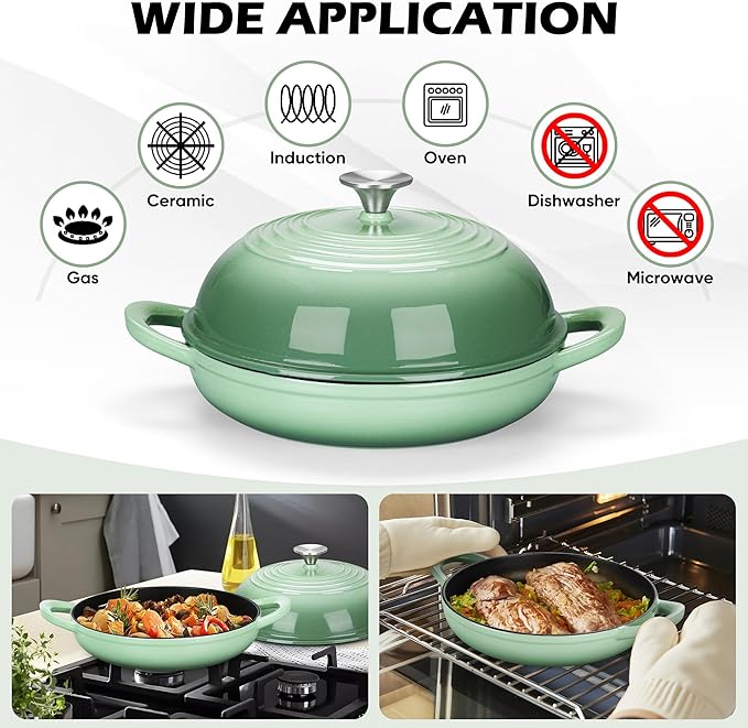 Bread Dutch Oven for Sourdough Baking (5.5 QT), Joyfair Enameled Cast Iron Dutch Oven Pot with Lid, Sourdough Bread Pan with Dual Handles, Non-Stick & Even Heat, Oven-safe up to 500°F, Pistachio Green - Image 4