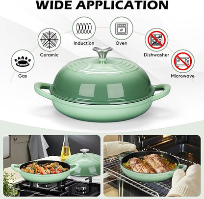 Bread Dutch Oven for Sourdough Baking (5.5 QT), Joyfair Enameled Cast Iron Dutch Oven Pot with Lid, Sourdough Bread Pan with Dual Handles, Non-Stick & Even Heat, Oven-safe up to 500°F, Pistachio Green - Image 4