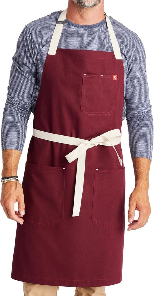 hedley & bennett Essential Apron - Professional Chef Apron with Pockets & Adjustable Bib Strap for Cooking & Grilling