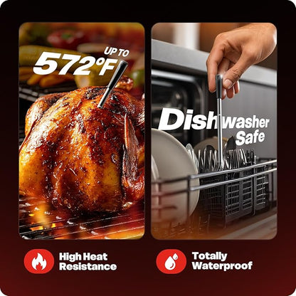 2026 Upgraded Smart Wireless Meat Thermometer 6 Sensors Accuracy Digital Food Thermometer 0.5S Instant Read, IP67 Waterproof for BBQ, Grill, Smoker, Oven, Air Fryer