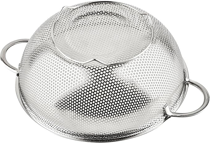 3-Piece Stainless Steel Mesh Micro-Perforated Strainer Colander Set (1-Quart, 2.5-Quart and 4.5-Quart) - Image 2