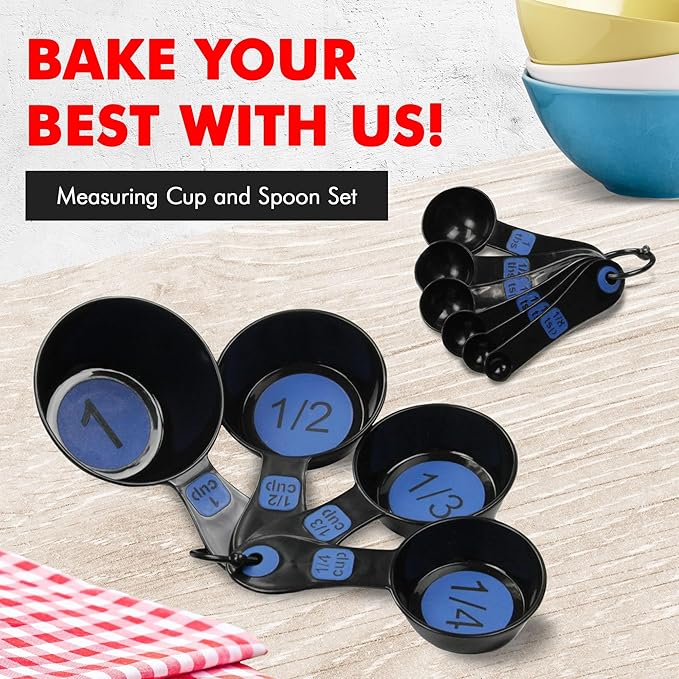 Chef Craft Easy to Read Plastic, Measuring Cup Set, 10 piece set, Blue - Image 2