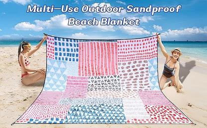 HIHOHO Beach Blanket Waterproof Sandproof Extra Large Beach Mat 79" X 83"/120"x108"for 1-8 Adults Quick Drying Durable Outdoor Picnic Mat for Beach Travel Camping Hiking