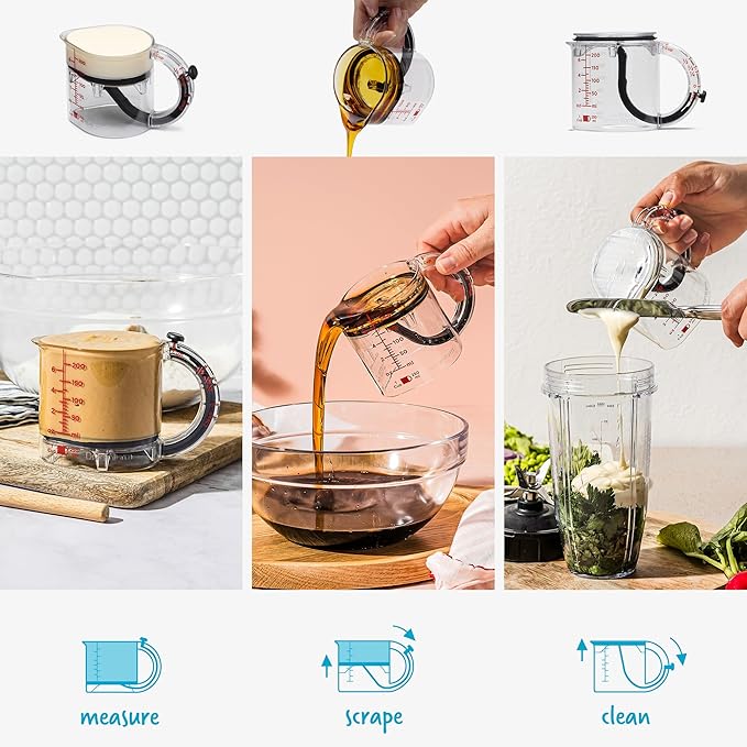 Dreamfarm Upcup All-in-1 Adjustable Measuring Cup, Metric & Imperial Measurements up to 1 Cup - Black/Clear - Image 4