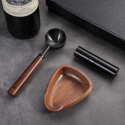 3pcs Coffee Bean Dosing Cup Set with Gift Box, Dosing Walnut Wood Cups Stainless Steel Spoon Portable Spray Bottle Static Reduction Precise Measuring for Espresso Tea Coffee Bar Accessories Kit - Image 5