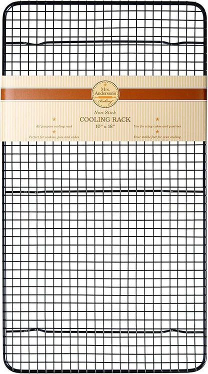 Mrs. Anderson's Baking Professional Nonstick Cooling Rack, Heavy Duty Silicone-Coated Steel, 10 x 18 x 0.75-Inches
