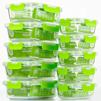 C CREST Glass Containers for Food Storage with Lids, [10-Pack] Meal Prep Containers for Kitchen, Home Use, BPA Free - Image 8