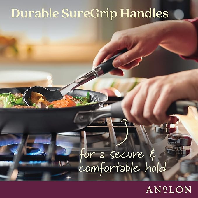 Anolon Advanced Home Hard-Anodized Nonstick Skillets (2 Piece Set- 10.25-Inch & 12.75-Inch, Moonstone) - Image 3