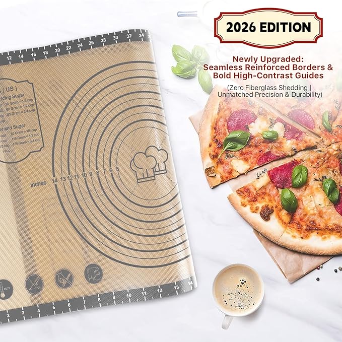 Silicone Pastry Mat, 36" x 24" Extra Large Non Stick Baking Mat with Measurement Non-slip Silicone Dough Rolling Mat for Making Cookies, Oven Liner, Fondant/Pie Crust Mat - Image 2