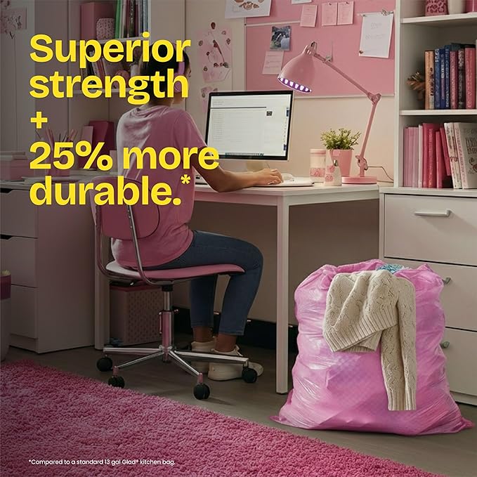 Glad Tall Kitchen Trash Bags 13 Gallon, MaxStrength Cherry Blossom Garbage Bags, Drawstring, 90 Count - Image 5