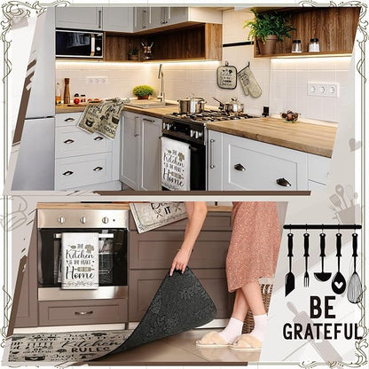 Fourluoo 10 Pcs Attractive Style Kitchen Dish Towels Rugs Oven Mitts and Pot Holders Set Farmhouse Kitchen Decor Set for Women Mom Daughter Gift Cooking Baking Grilling (Rustic Farmhouse)