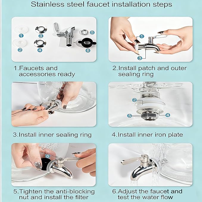 Lulonpon 1 Pieces Dispenser Faucets, Stainless Steel Spigot for Beverage Dispensers, Juice Dispenser Spigot, Water Dispensers Replacement Stainless Steel Barrel Faucet for Glass Jar, Party, Camping - Image 4