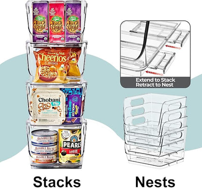 Sorbus Stackable Storage Bins Open Front, Clear Stackable Storage Bins, Pantry Bins for Storage and Organization, Acrylic Stackable Bins for Kitchen, Clear Pantry Organizer Bins (Small Square 6 Pack) - Image 5